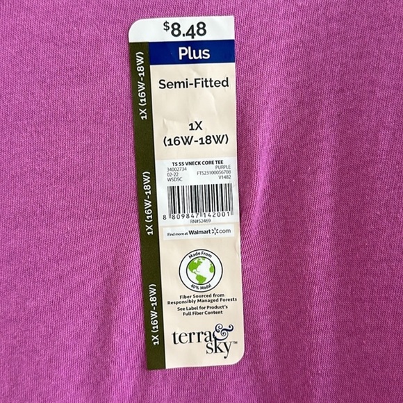 🆕2 Terra & Sky Women's semi-fitted Plus Size V-Neck Short Sleeve shirts size 1X - Picture 11 of 12